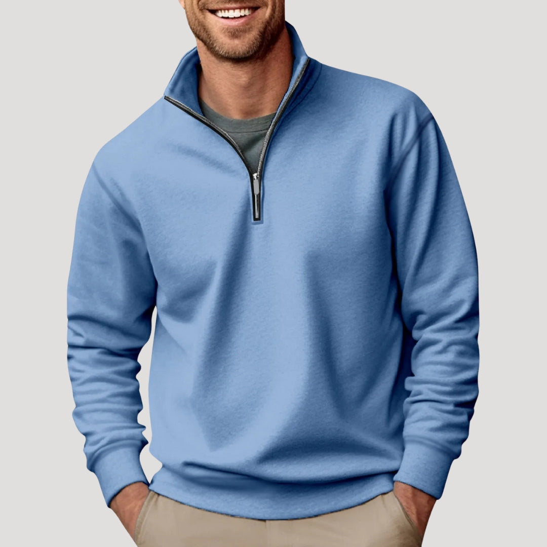 Arvik | Lichtgewicht heren-sweater met halve rits – Casual katoenen sweater