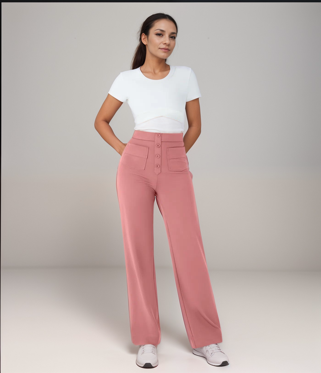 Varda | High Waisted Stretch Women's Trousers - Versatile Casual Pants