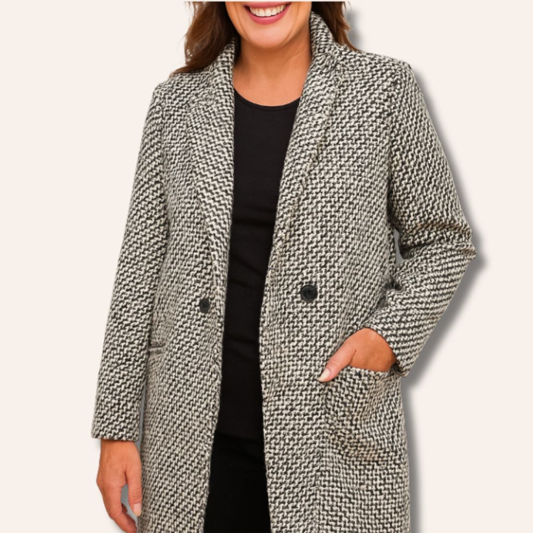 Olyvia | Elegante tweedjas voor dames – Comfortabele lange winterjas voor op kantoor en vrijetijdskleding