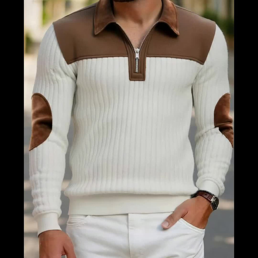 Devric | Dikke, warme trui met ritssluiting, kleurblokbreisel voor casual en zakelijke winterkleding