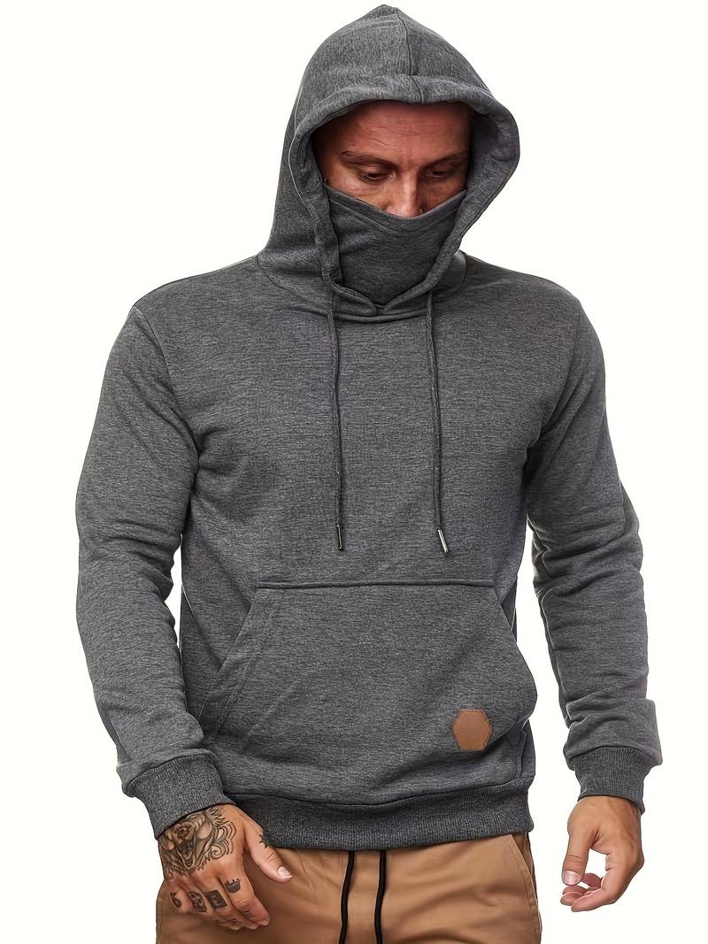 Xavian | Trendy herenhoodie met ingebouwd gezichtsmasker - Stijlvol Pullover Sweatshirt