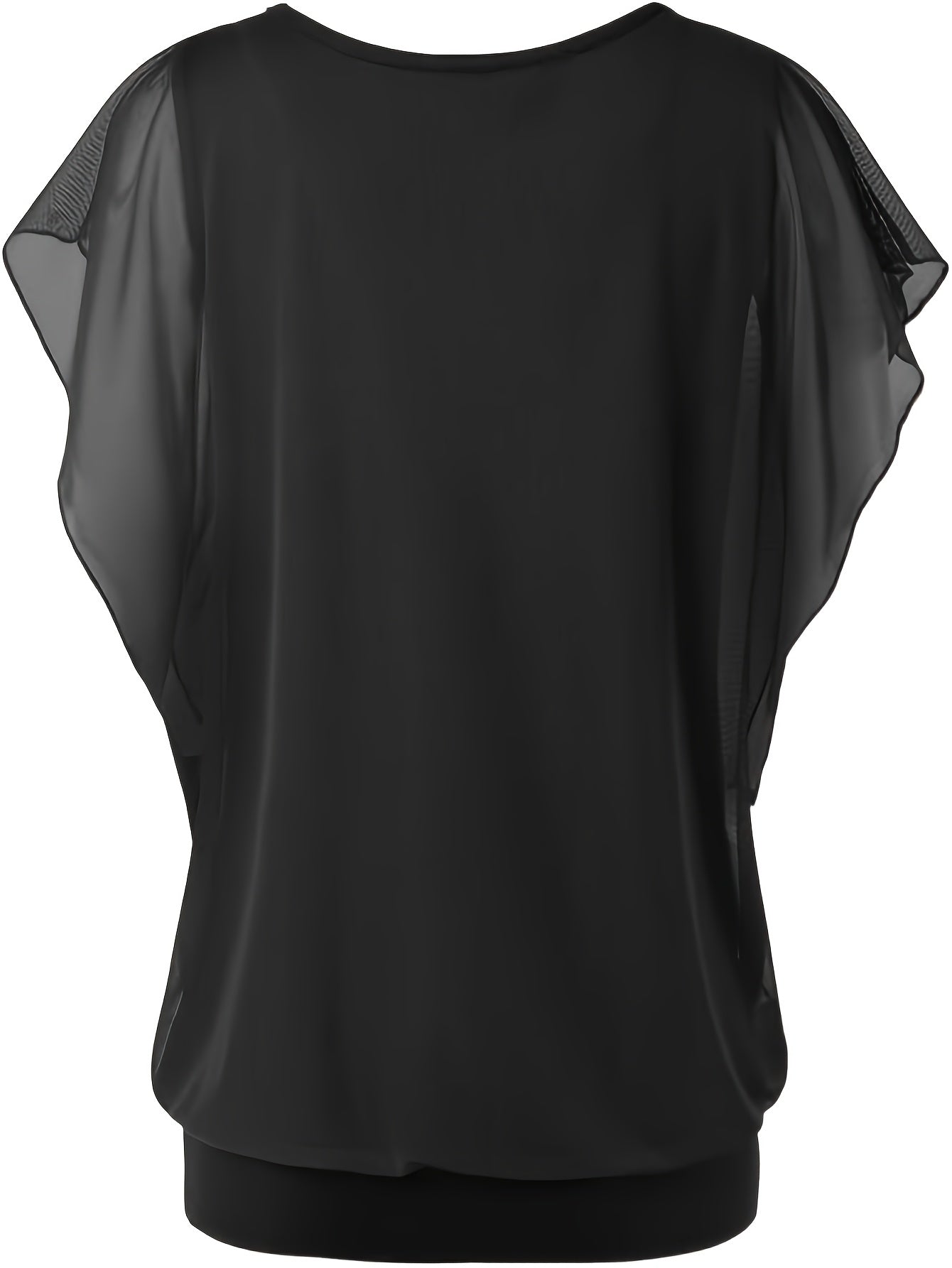 Empriss | Casual Mesh Blouse for Women - Short Sleeves, Pleated Front