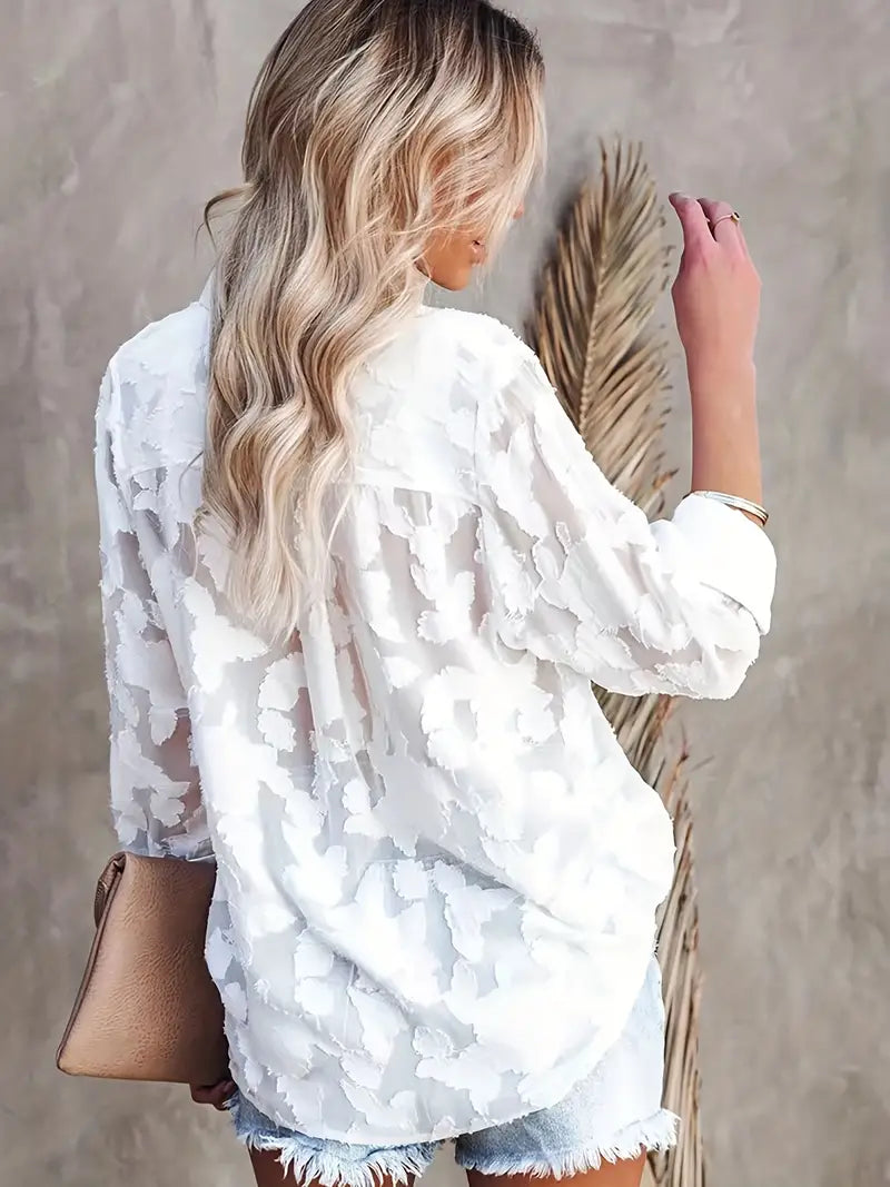 Effen jacquard overhemd met knoopsluiting