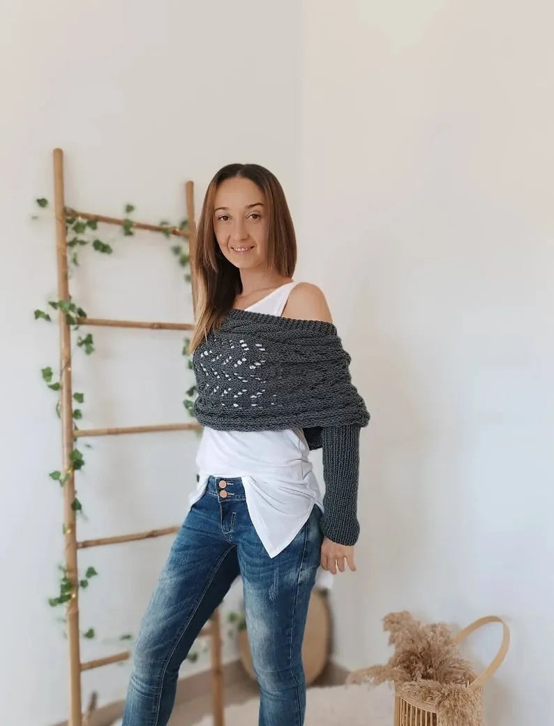 Winifred | Gebreide omslagdoek voor dames – Comfortabele oversized gebreide sjaal voor herfst en winter
