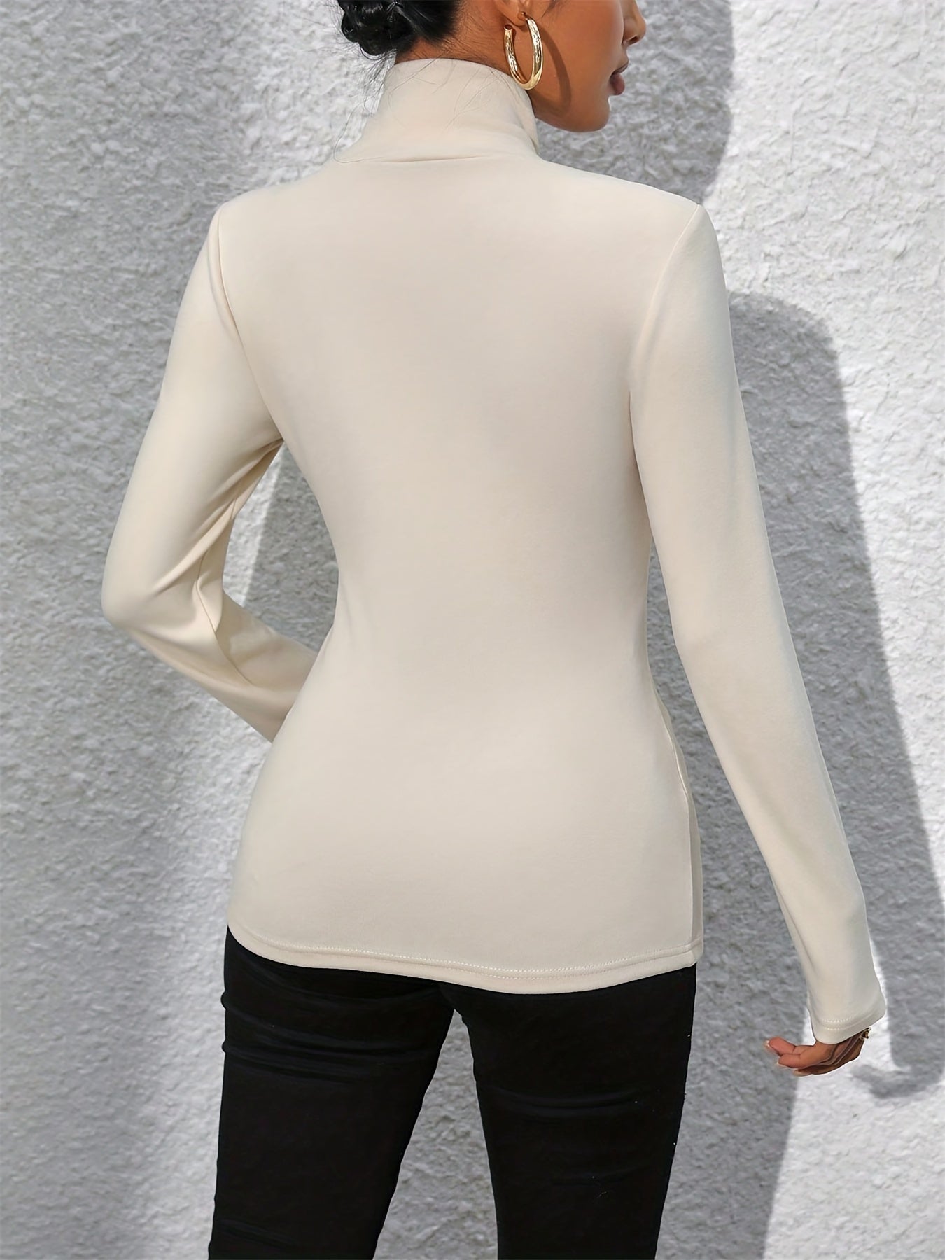 Vesira | Dames shirt met hoge hals en lange mouwen – Warme casual trui voor herfst en winter