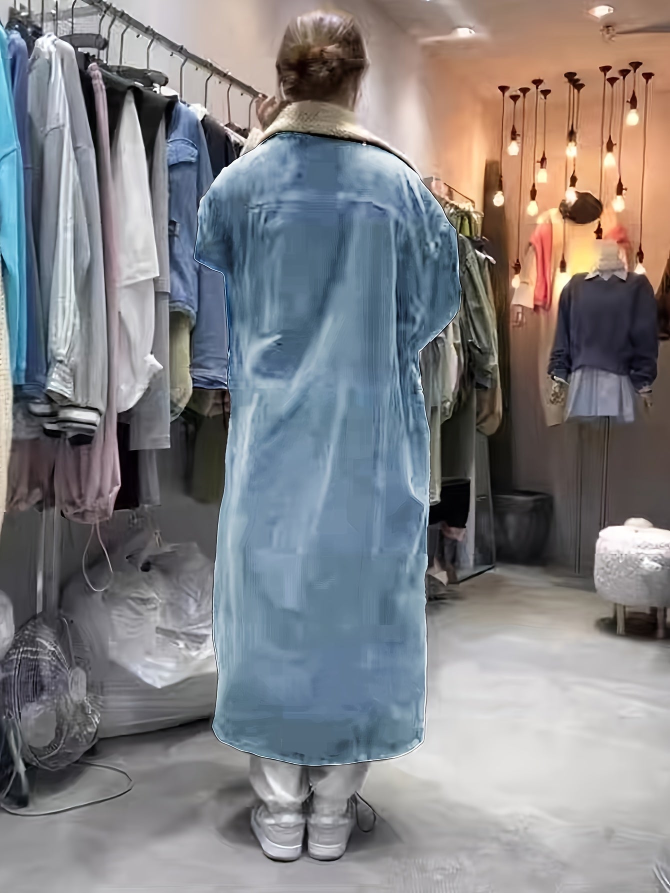 Drisana | Lange denim damesjas met sherpa voering - Casual winterjas