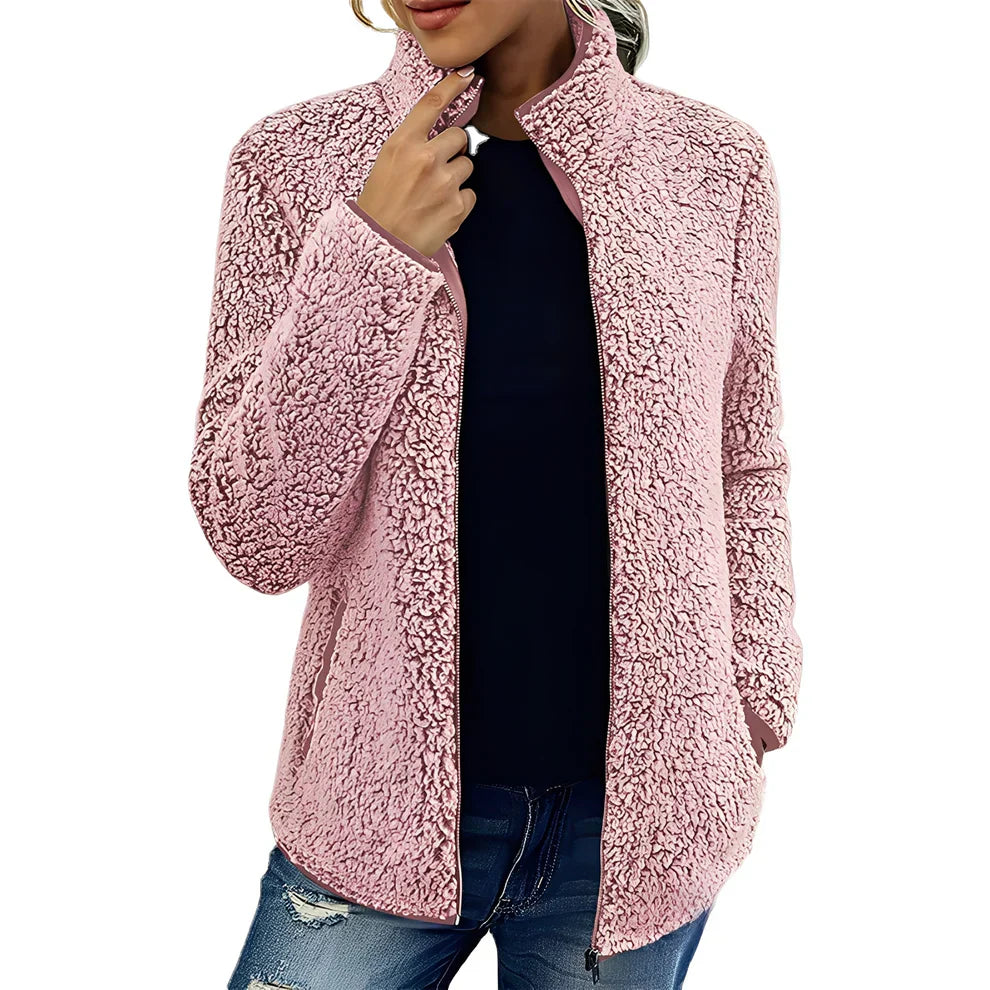 Eirlyn | Warme winterjas met volledige ritssluiting, zacht en comfortabel polyester fleece met zakken