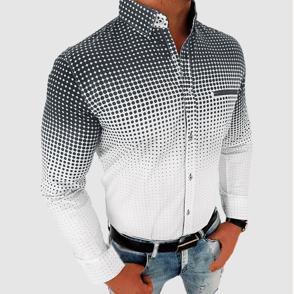 Calvor | Knoopoverhemd met kleurverloop voor heren - Lange mouwen, business casual, slim fit overhemd
