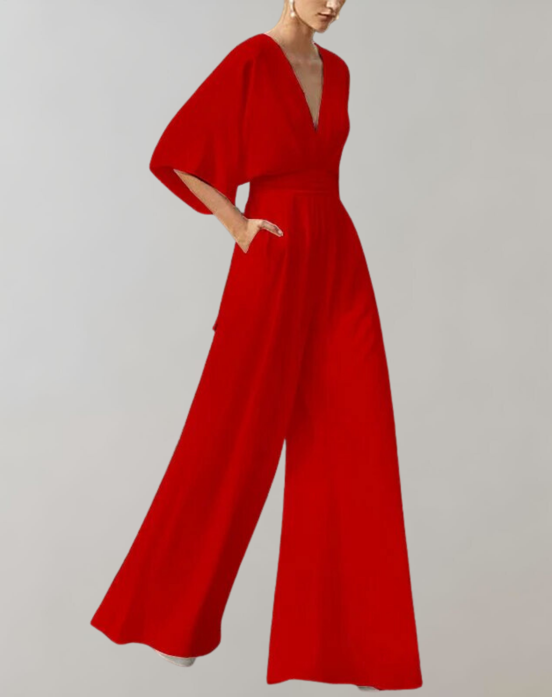 Freyja | Jumpsuit met wijde pijpen voor dames - Losse halve mouwen, elegant en vloeiend eendelig