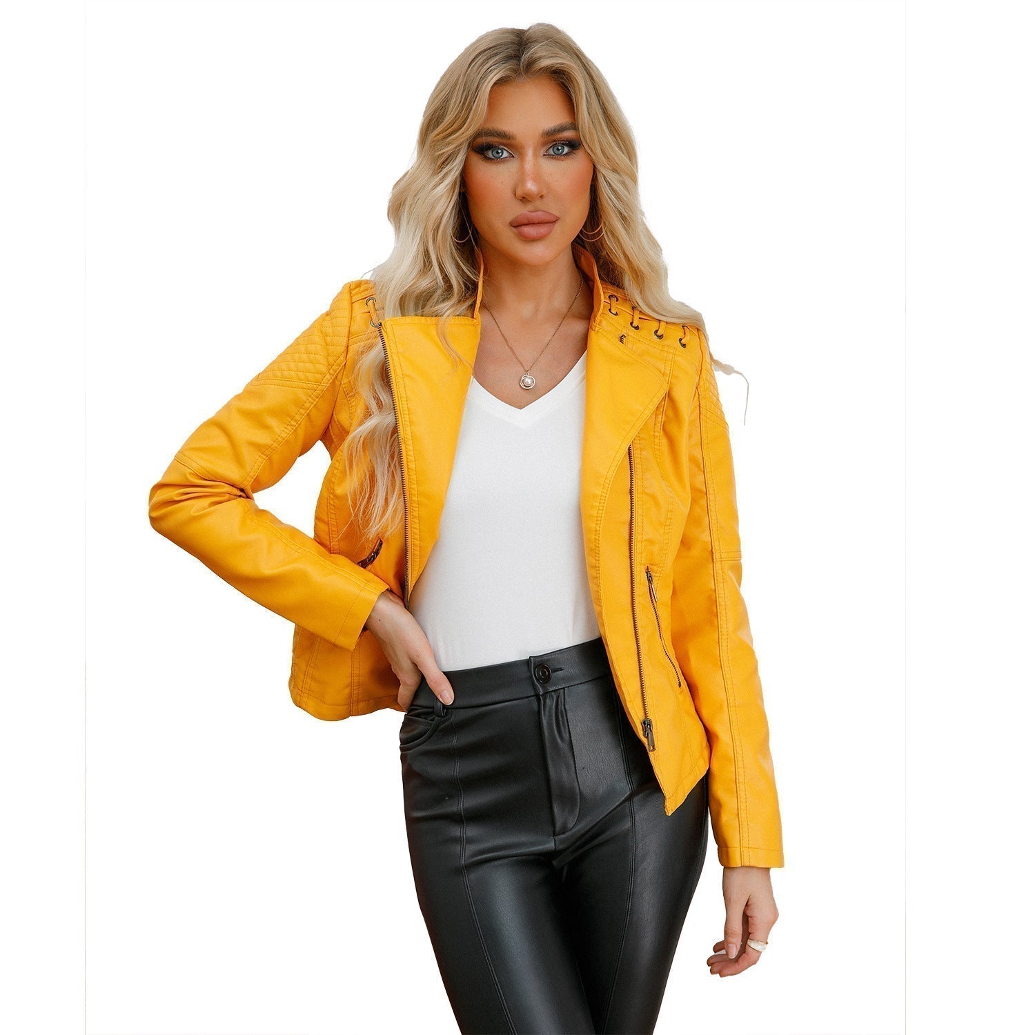 Marvina | Slim Fit leren jas – Chique motorjas van lamsleer, stijlvolle bovenkleding