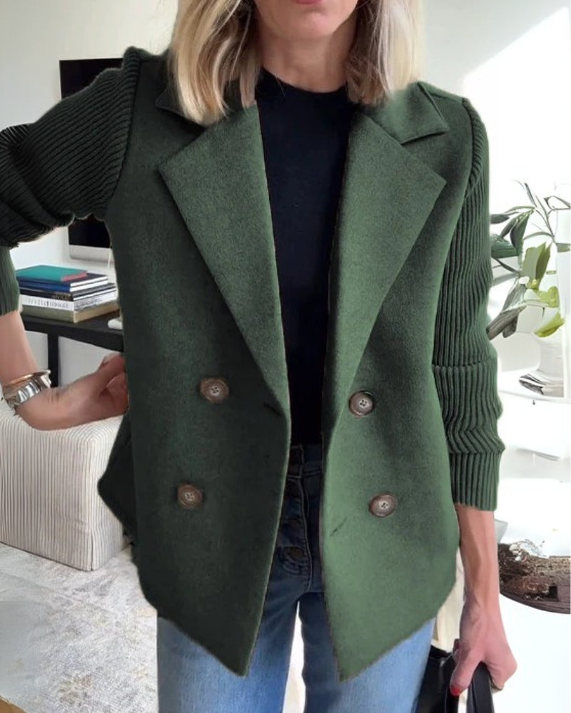 Vaida | Women's Casual Blazer with Knitted Sleeves - Elegant, Soft & Stylish Jacket