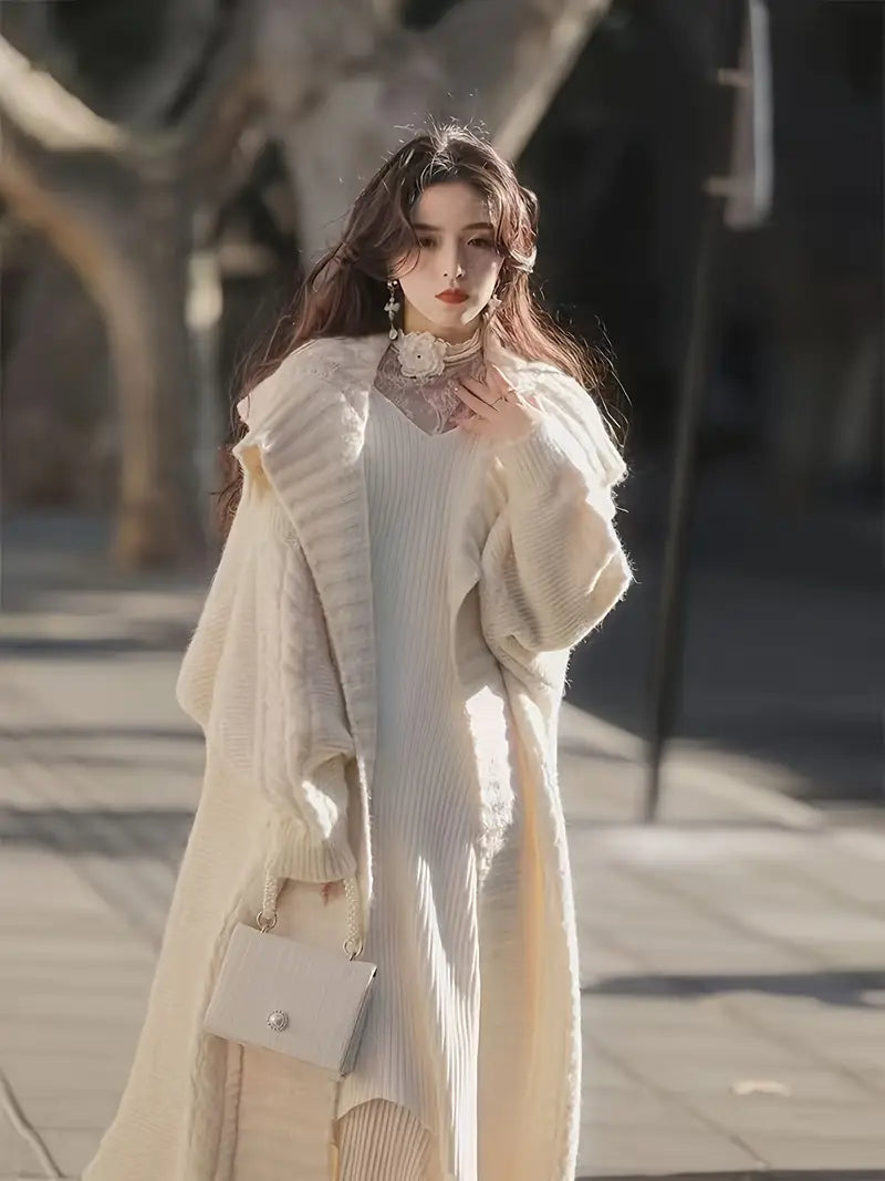 Glynis | Lange Oversized Gebreide Cardigan voor Vrouwen - Modieus en Comfortabel