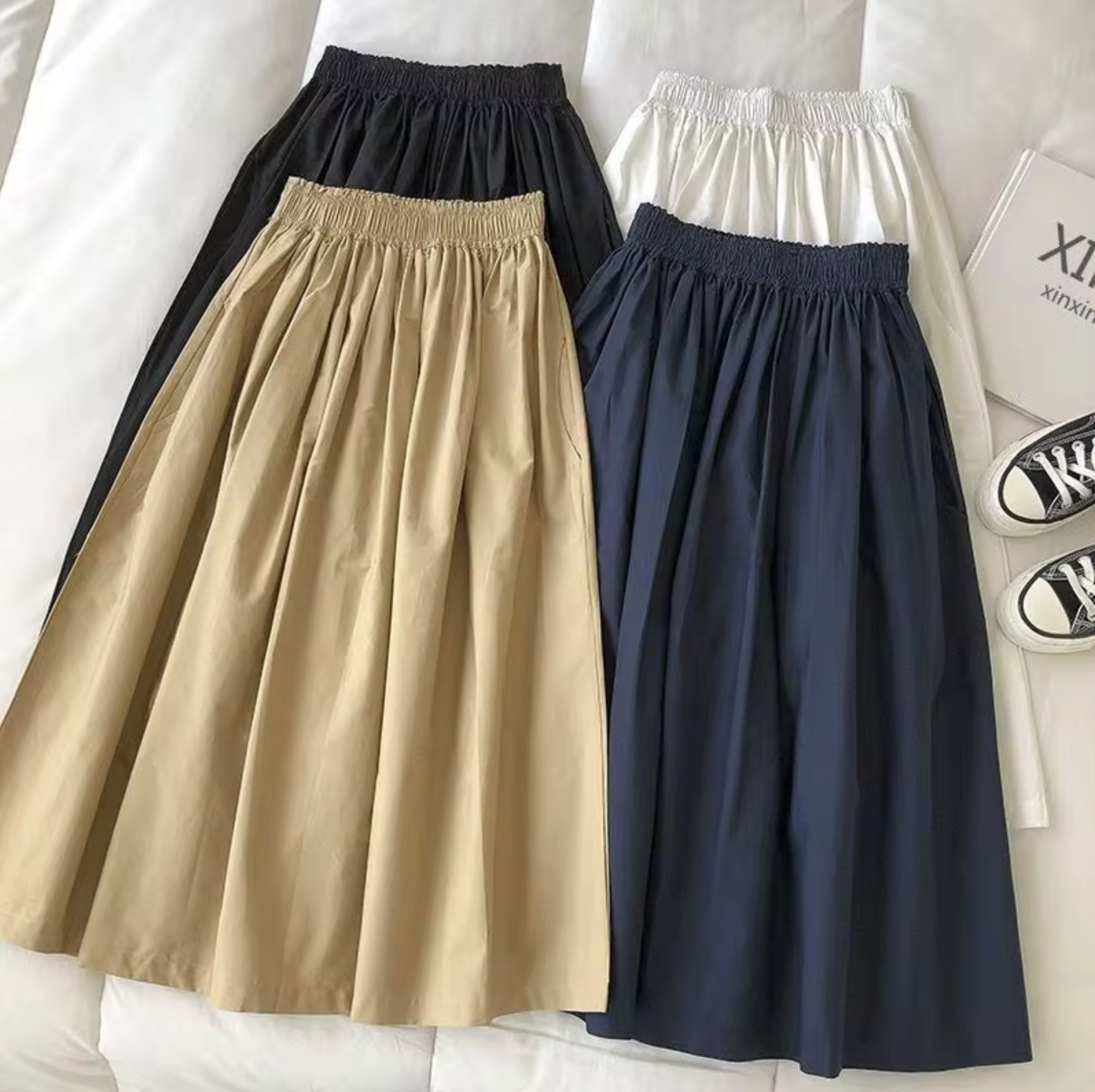 Monica | Losse Hoge Taille Rok - Stijlvolle & Comfortabele A-Lijn Midi Rok