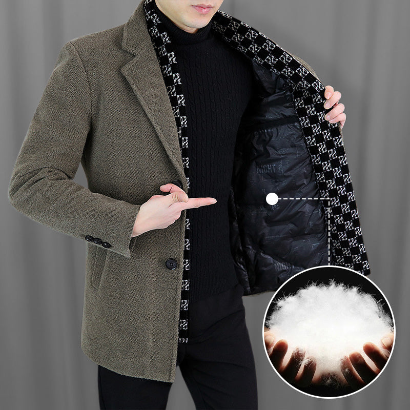 Dallen | Heren tweedjas met witte eendendonsvoering – luxe winterjas, casual en zakelijke kleding