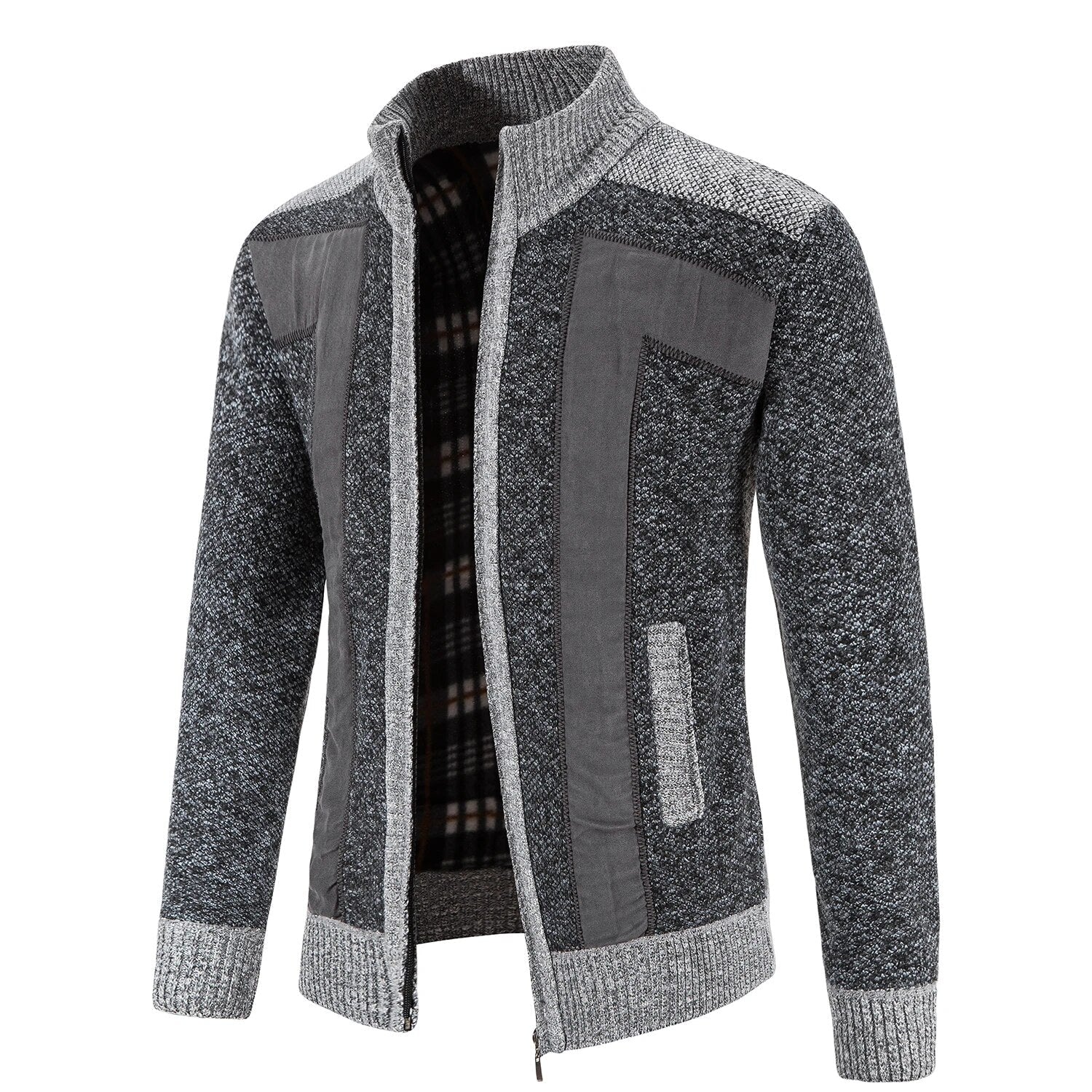 Xavier | Heren winter warme full-zip jas met kraag - Comfortabele gebreide casual bovenkleding voor koud weer