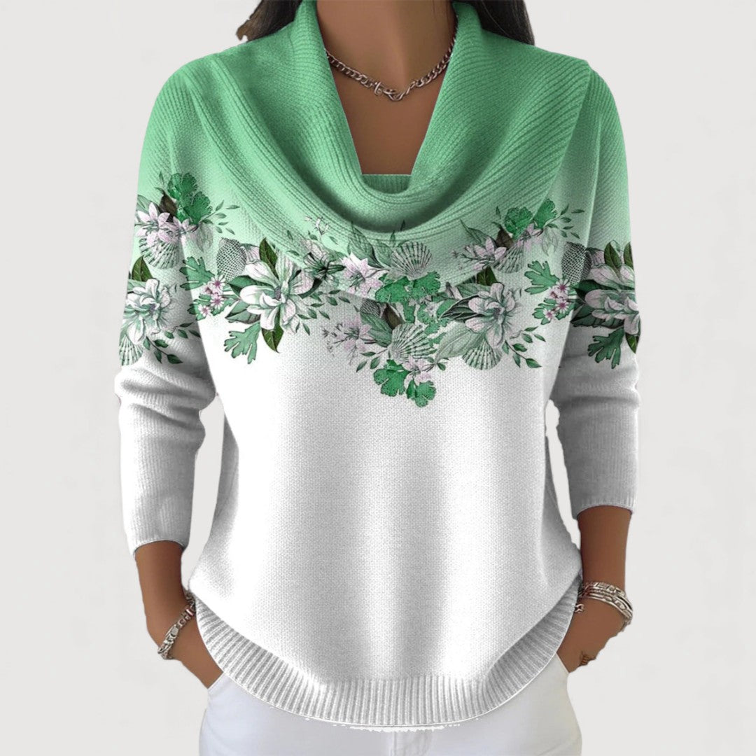 Nivelle | Bloemenprint coltrui voor dames – zachte gebreide pullover, elegante casual top