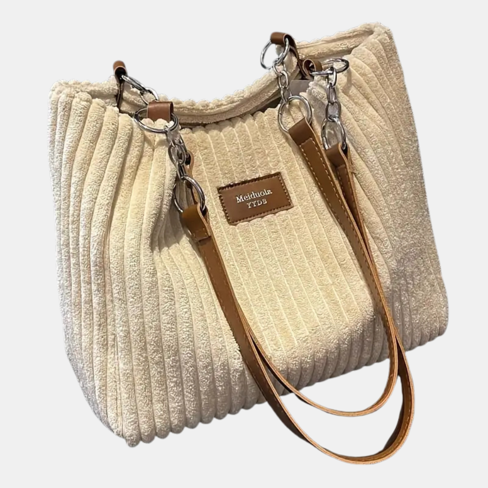Cordura | Zachte corduroy schoudertas – casual handtas voor dames, lichtgewicht tas voor dagelijks gebruik