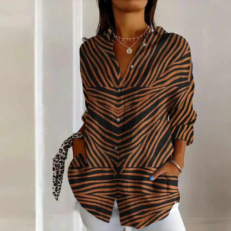 Daya | Elegante damesblouse – Vintage-stijl blouse met lange mouwen en knoopsluiting