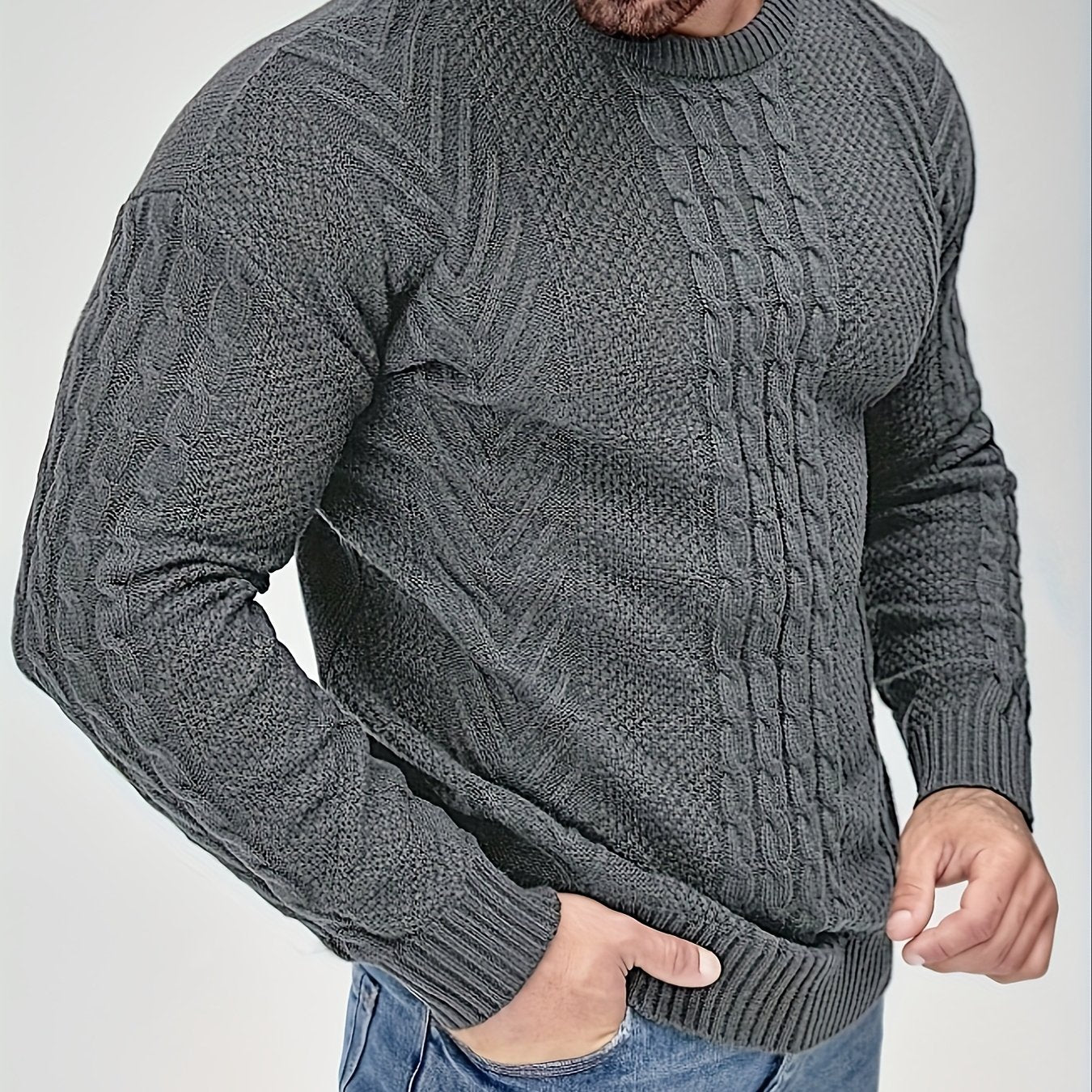 Simon | Pull d'hiver pour homme – Pull chaud et doux à col rond et manches longues, idéal par temps froid.