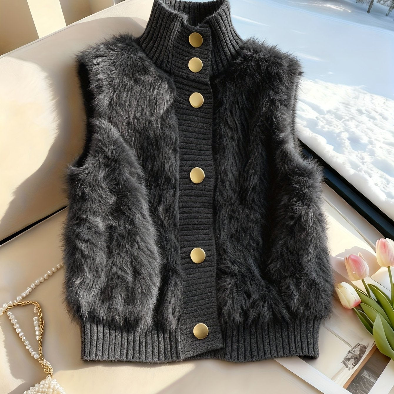 Hailynn | Elegante damesvest met opstaande kraag – Modieuze laagjeslook