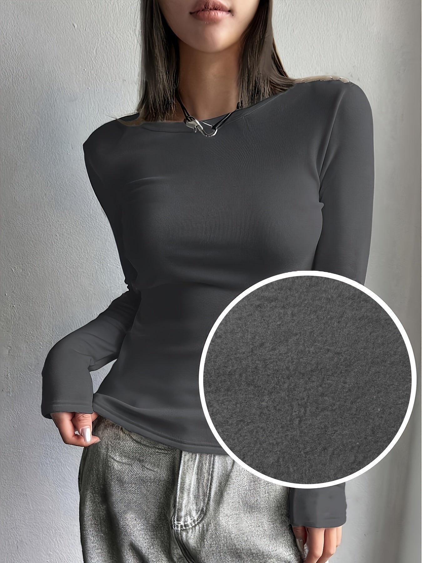 Valeria | Women's Thermal Knit Slim Fit Top, Fleece Lined Warm Baselayer, Winter Long Sleeve Top