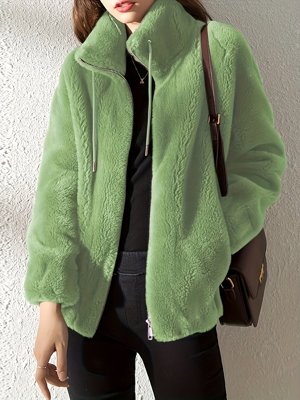 Malirae | Warme fleece jas met ritssluiting voor dames – hoge kraag,  comfortabele winterjas voor buiten