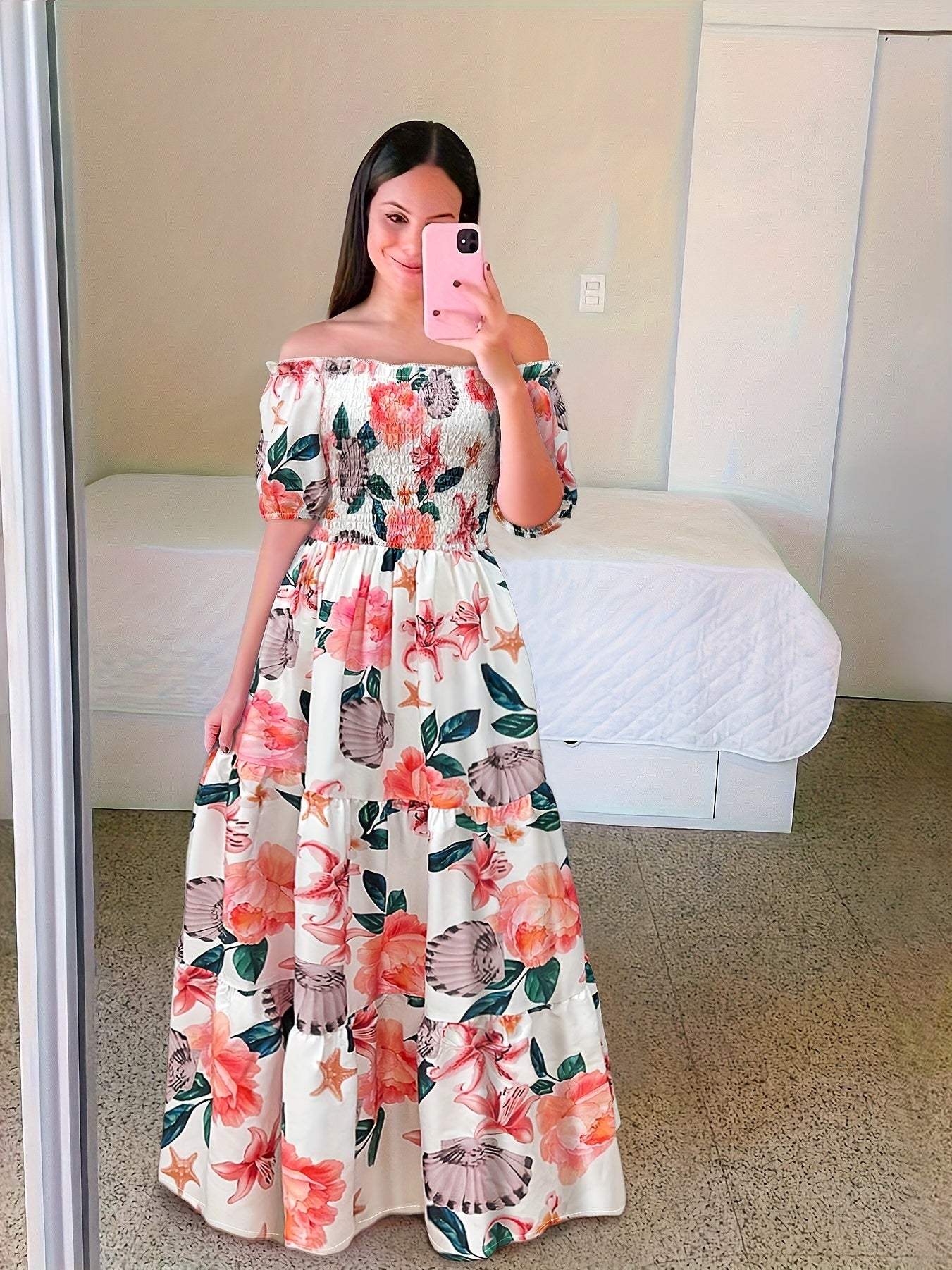 Kasia | Gradient Print Tiered Maxi Dress - Casual Off-Shoulder Party Dress for Women