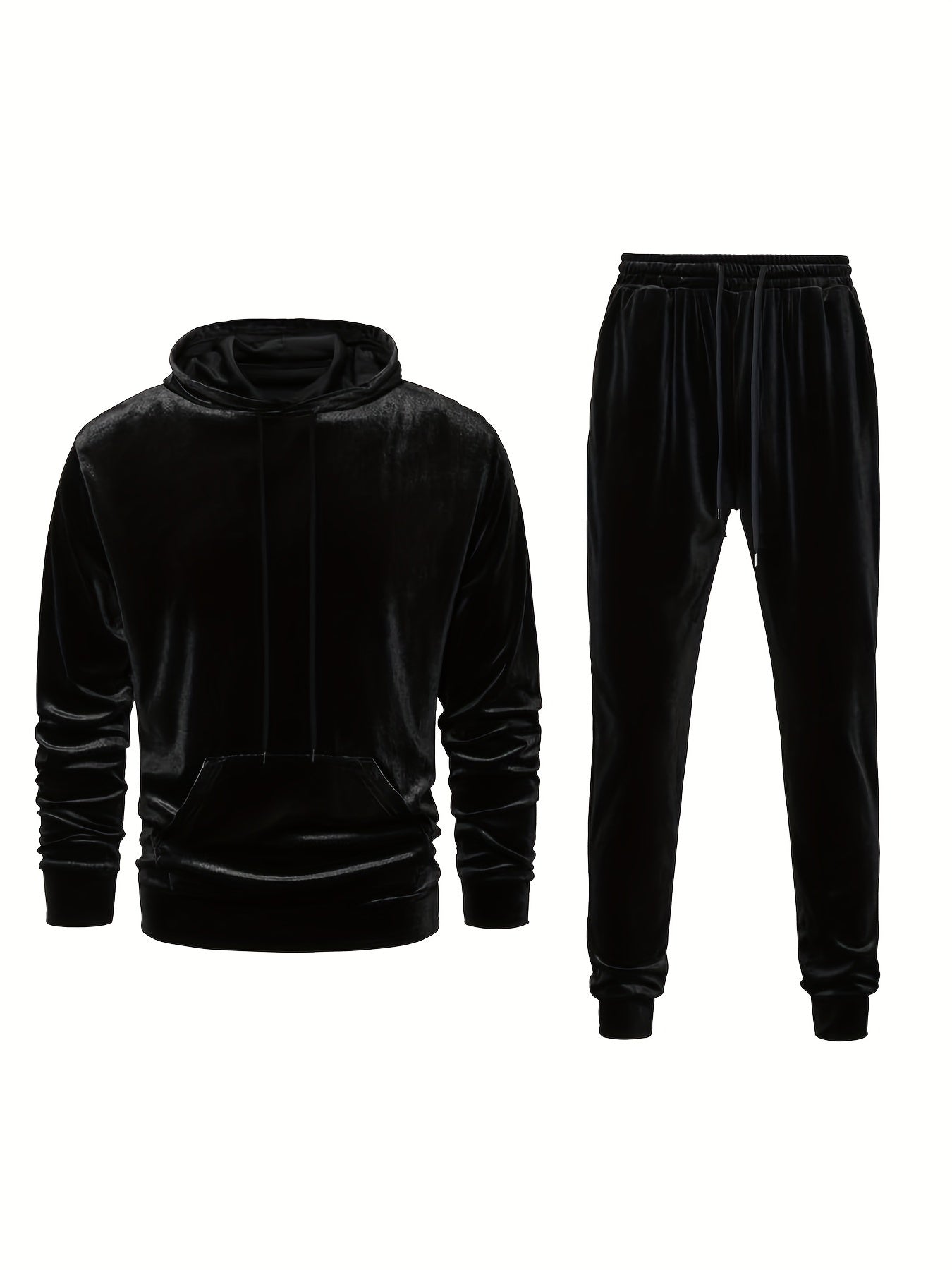 Dimitri | Fluwelen heren trainingspak - lange mouwen hoodie & koord broek set