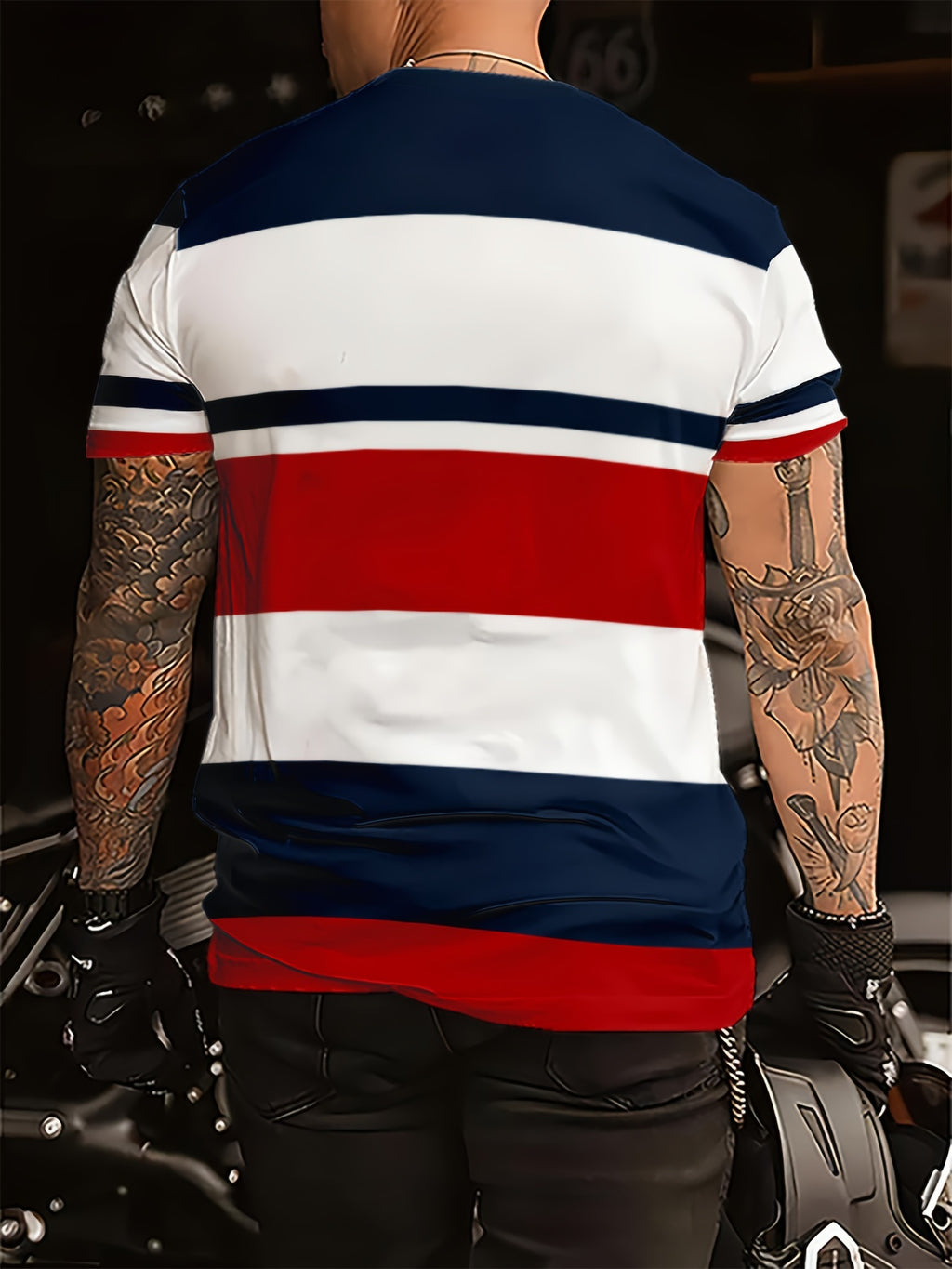 Jeriel | Men's Color Block Striped Short Sleeve Crew Neck T-shirt - Casual T-shirt