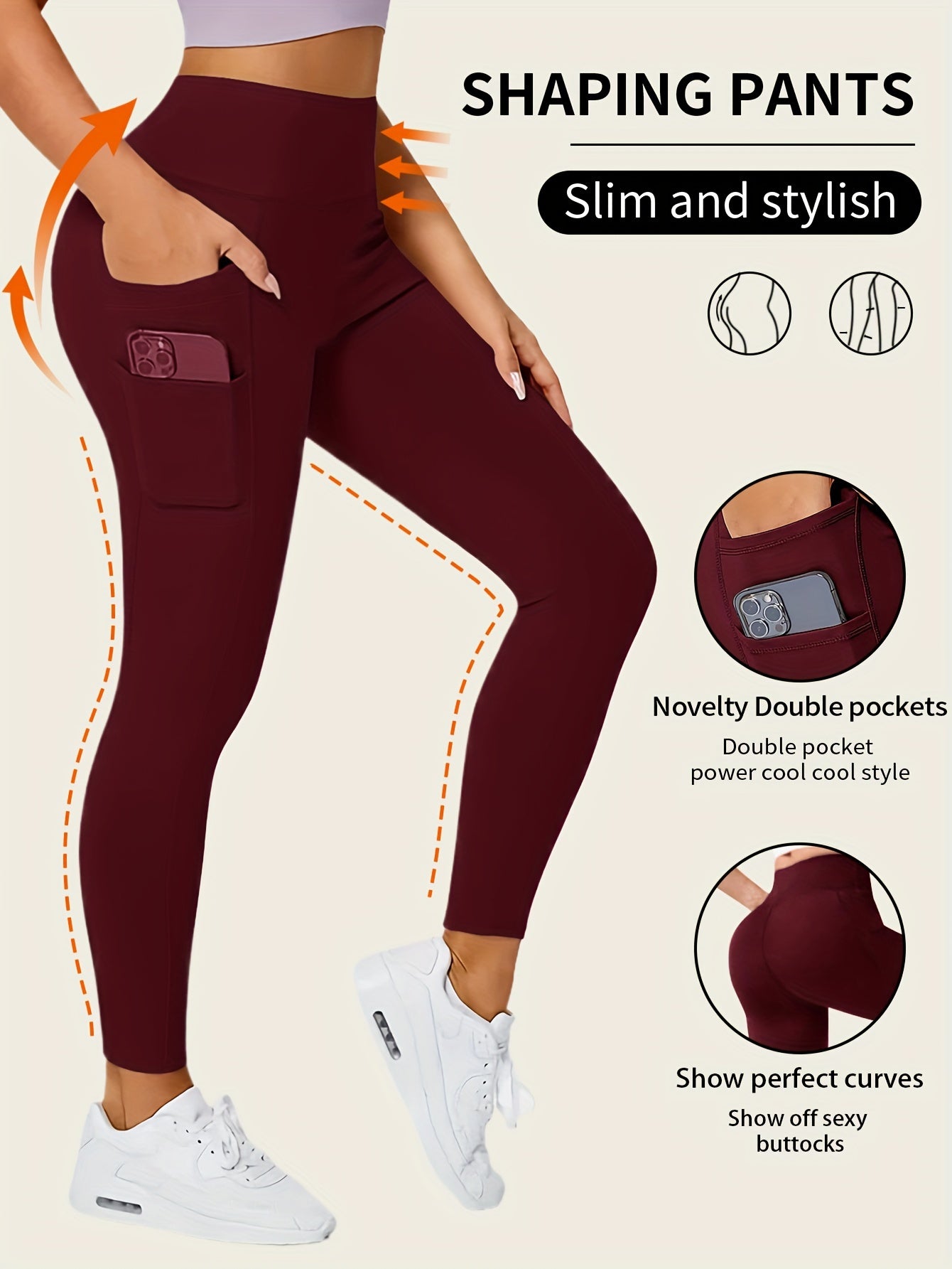 Daelric | Naadloze legging met hoge taille voor dames - boterzacht, elastisch en met zakken
