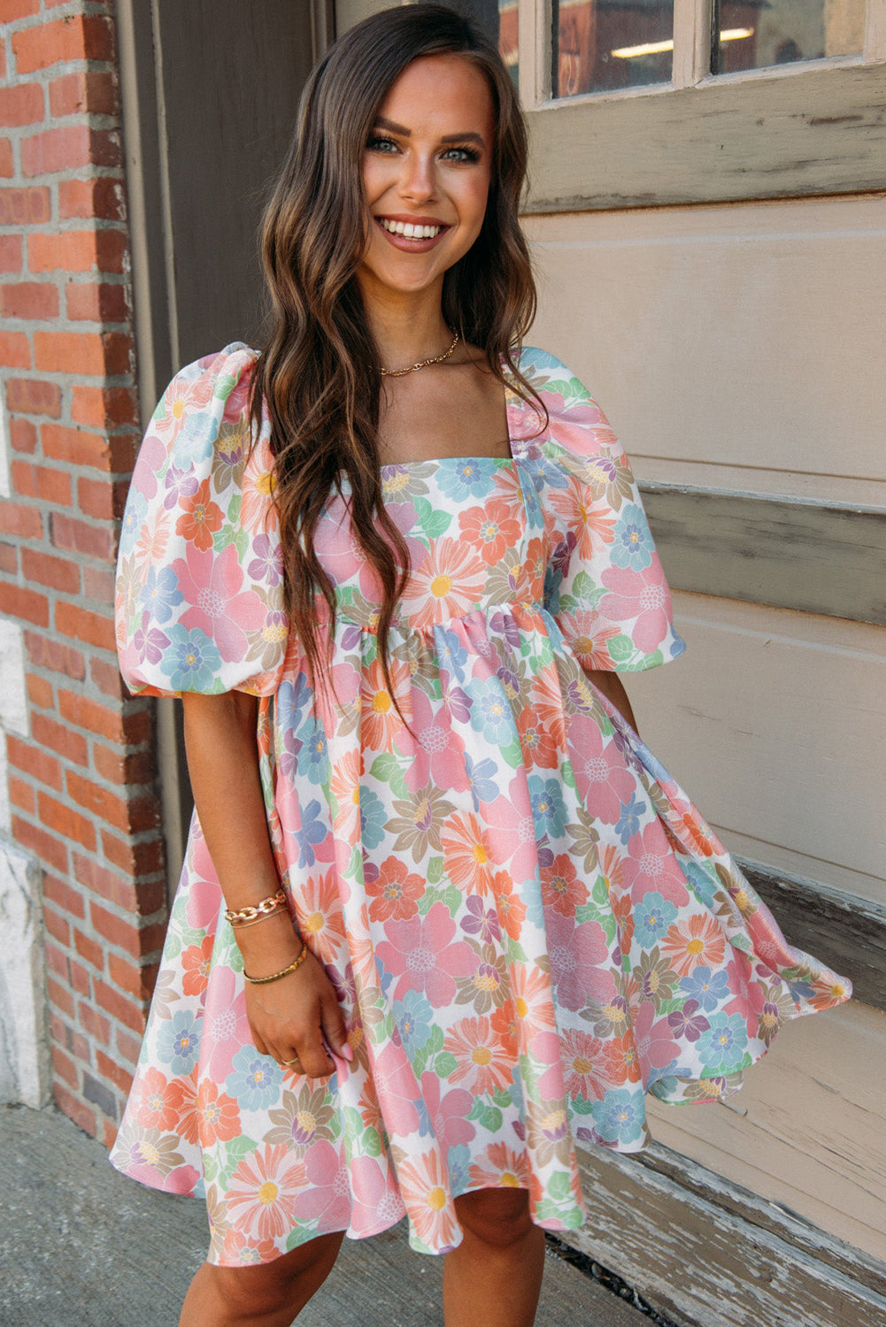 Rowan | Zomerse gebloemde Babydoll-jurk met pofmouwen