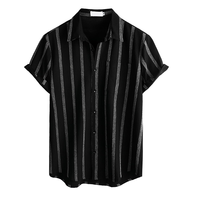 Davor | Gestreept overhemd met losse mouwen voor heren - casual, knoopsluiting, ademend