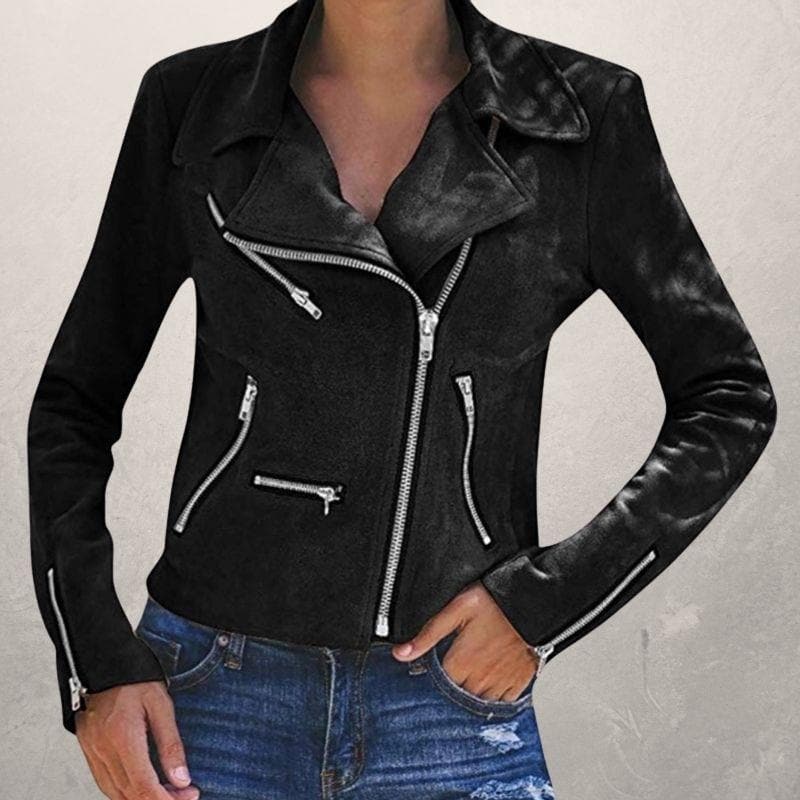 Maartje | Dames motorjack, stijlvol en elegant, met ritssluiting, warm en comfortabel, casual of chic