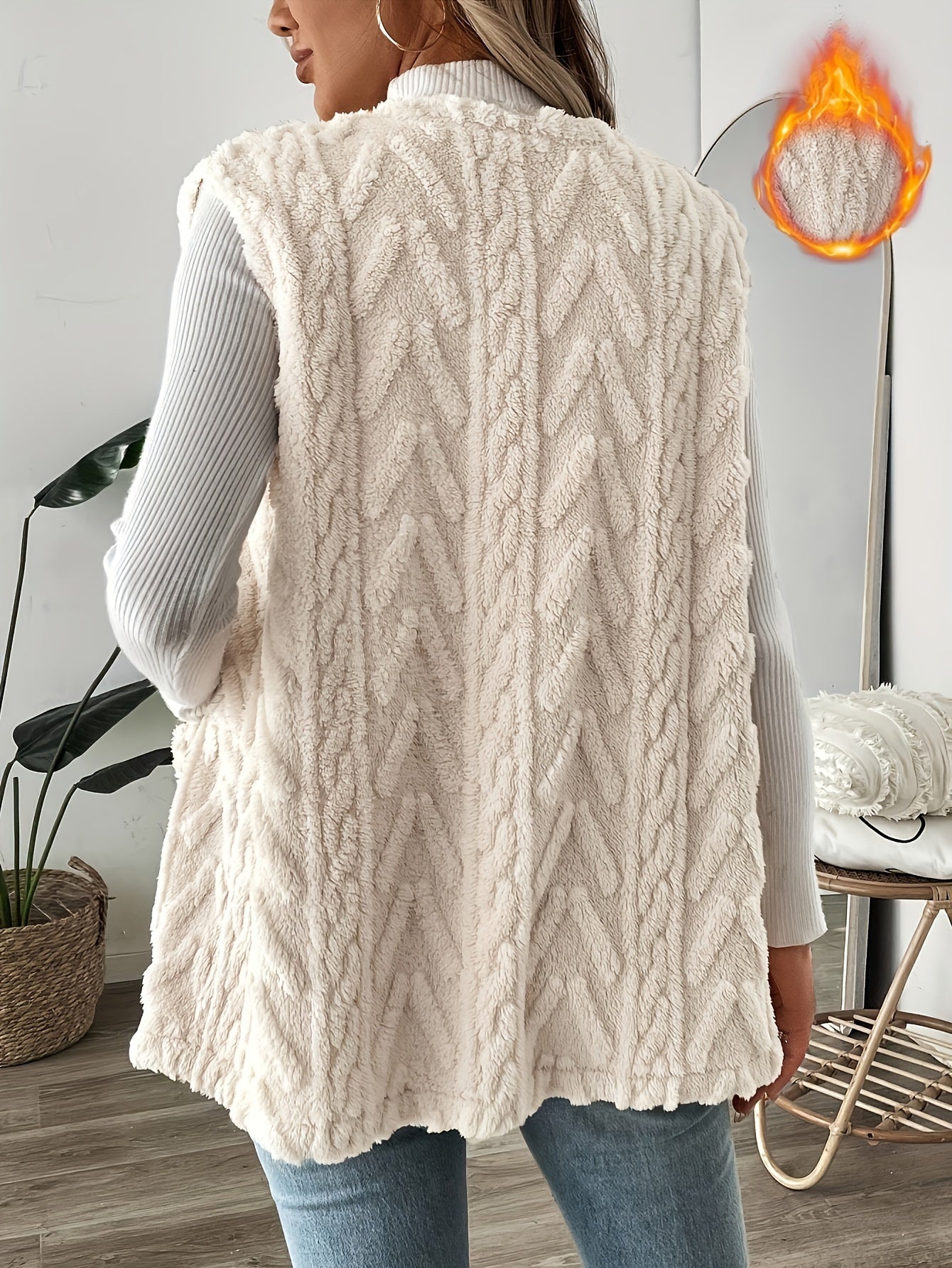 Kalista | Gebreid damesvest zonder mouwen - Warm herfst- en wintervest zonder kraag, gebreid vest met open voorkant