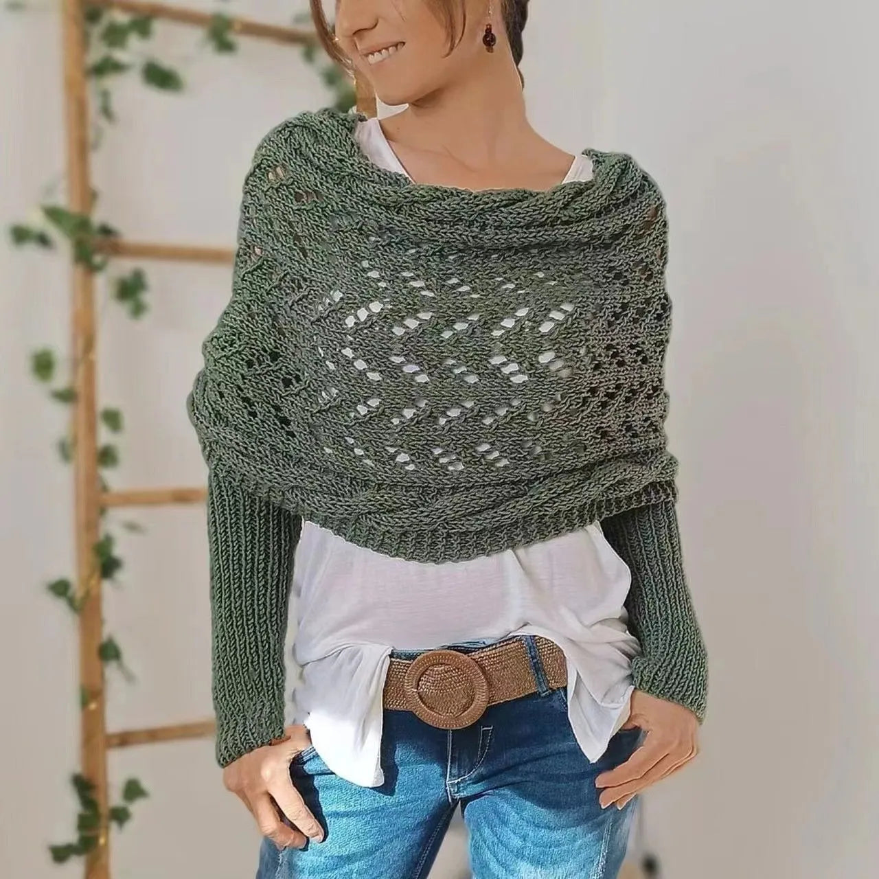 Winifred | Gebreide omslagdoek voor dames – Comfortabele oversized gebreide sjaal voor herfst en winter