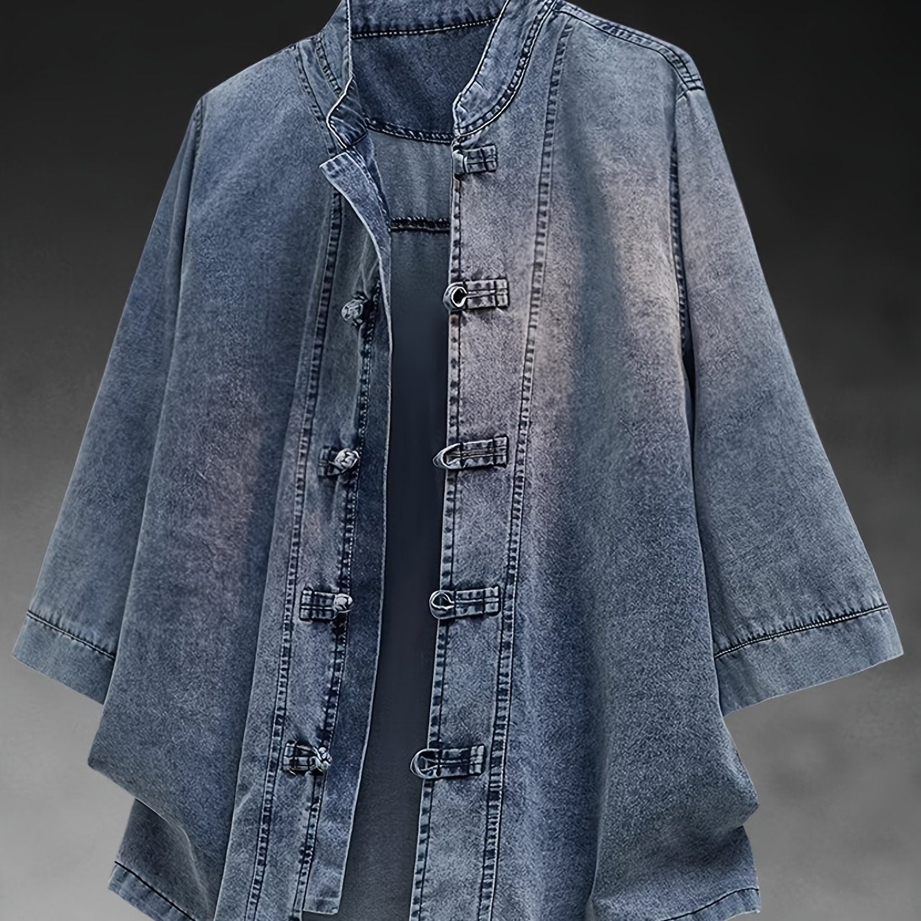 Faelyn | Veste en jean pour homme – Coupe ample avec manches 3/4 et fermeture boutonnée