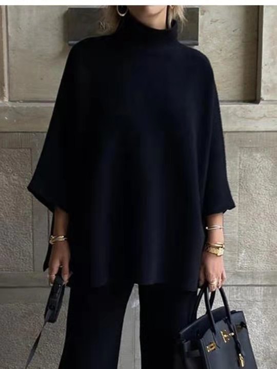 Rosamel | Casual Loose Fit Set for Women - Oversized High-Neck Blouse & Wide-Leg Pants