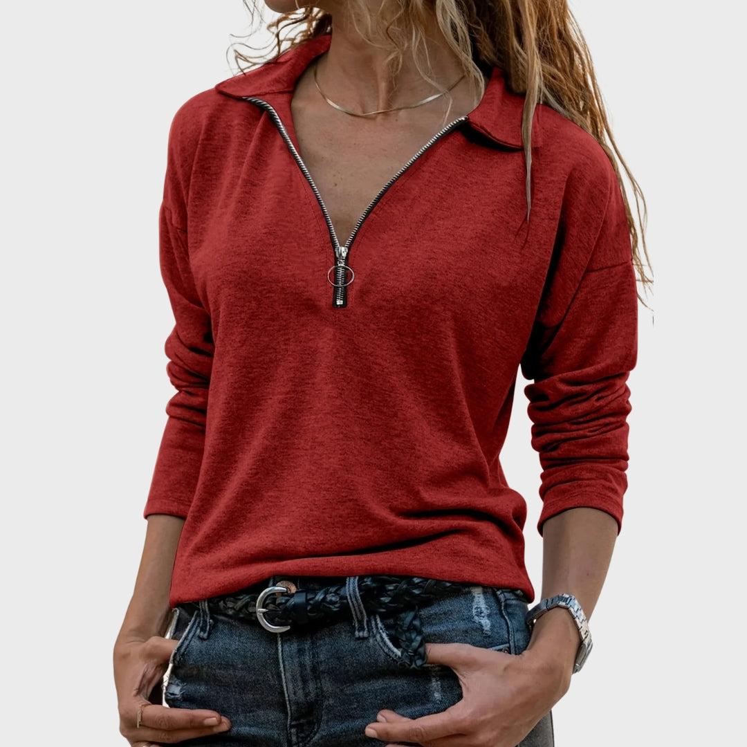 Cato | Herfst-sweatshirt met halve rits, chique casual pullover voor de herfst en buitenkleding