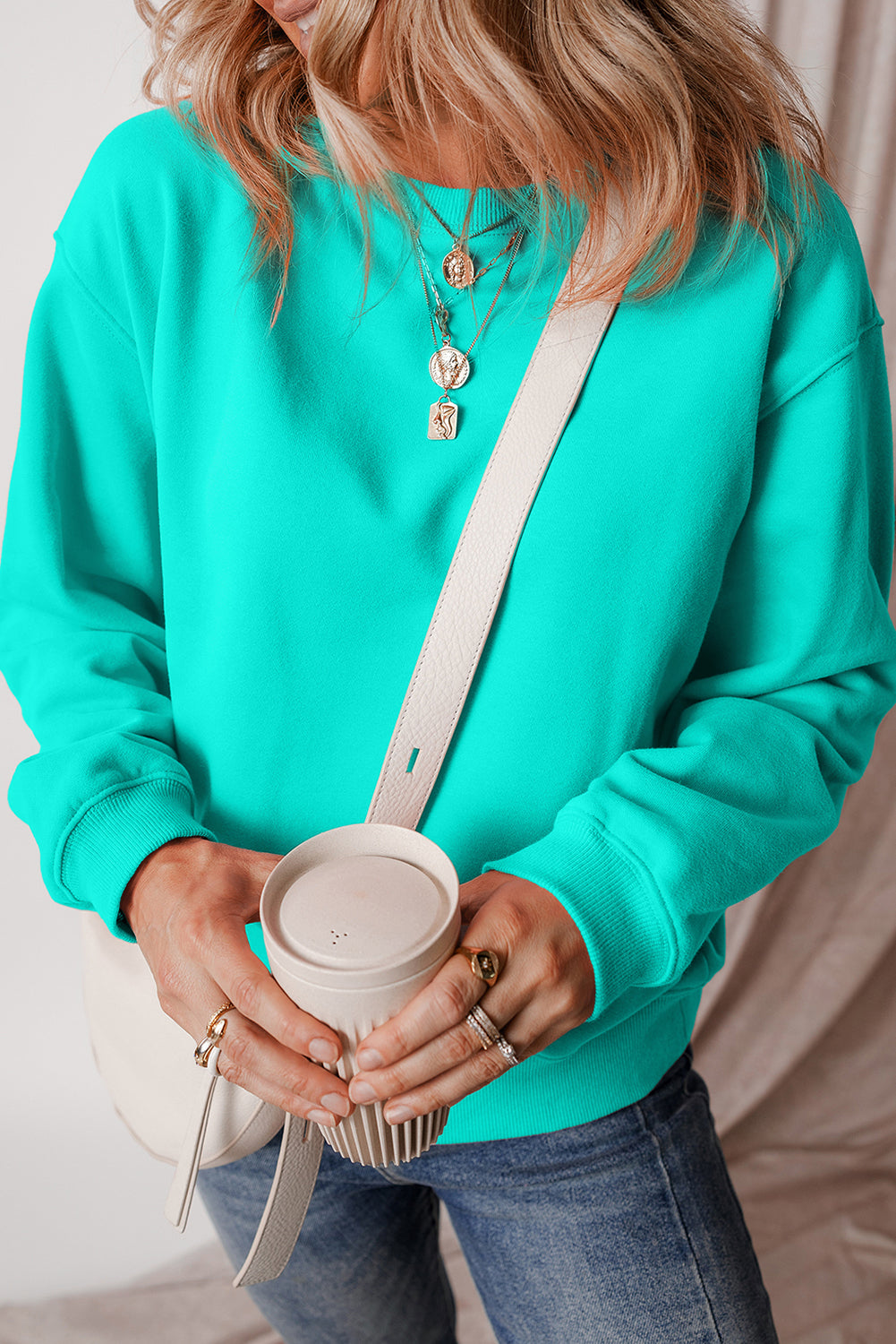 Jozina | Klassieke en eenvoudige effen fleece trui