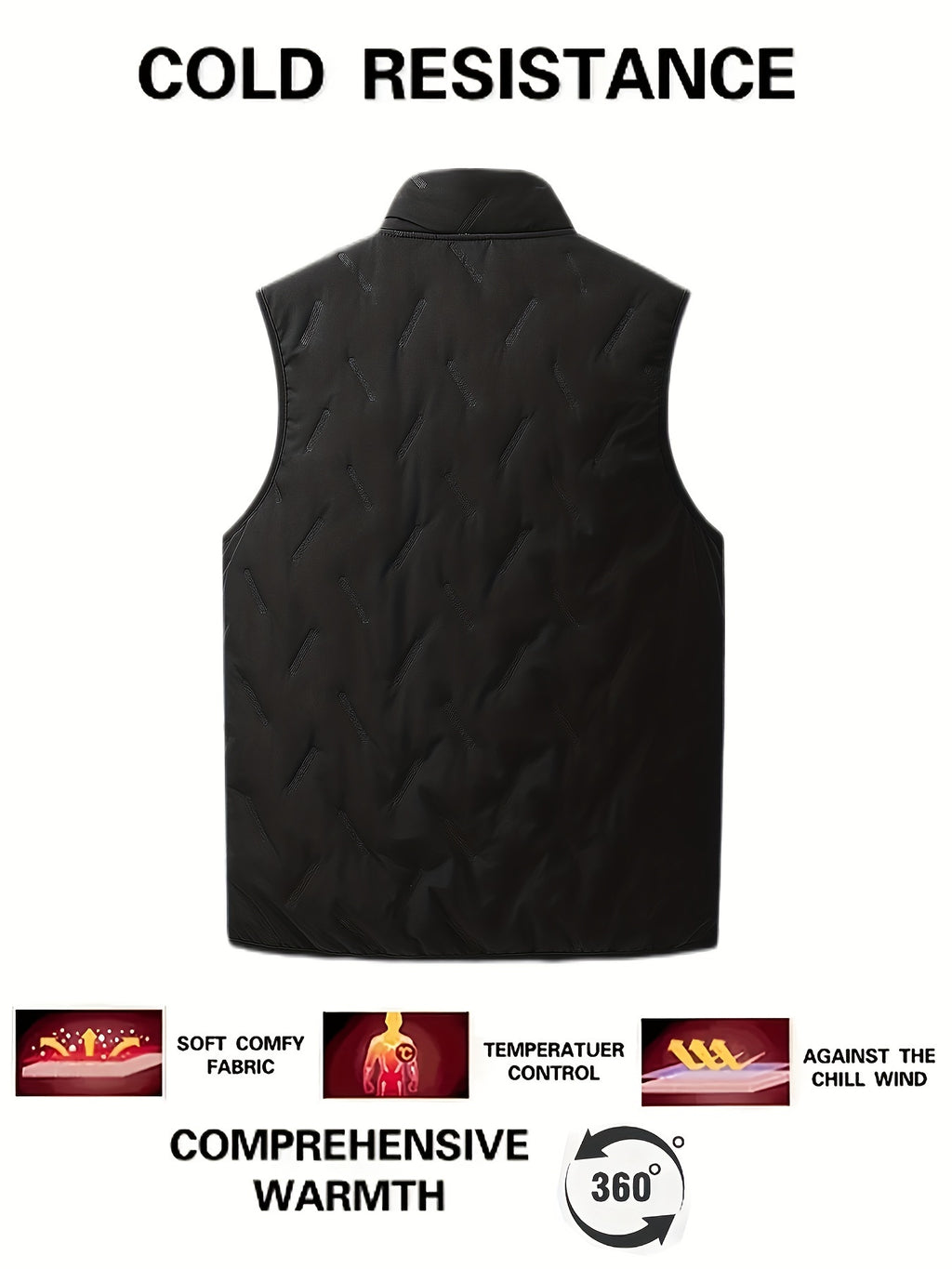 Kester | Winter Warme Heren Casual Geometrische Staande Kraag Fleece gevoerd Mouwloos Vest, Winddichte Buitenkleding