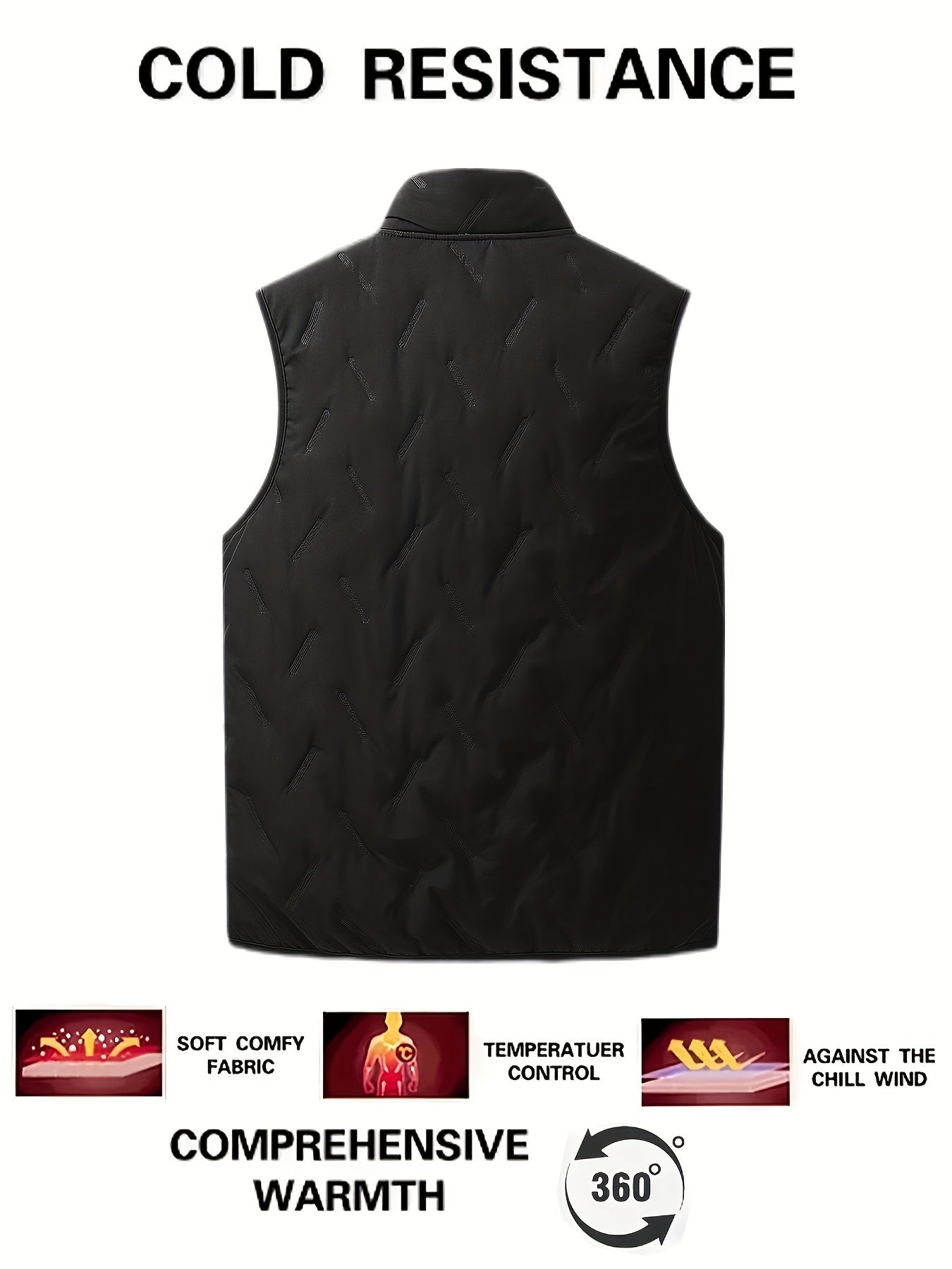 Kester | Winter Warme Heren Casual Geometrische Staande Kraag Fleece gevoerd Mouwloos Vest, Winddichte Buitenkleding