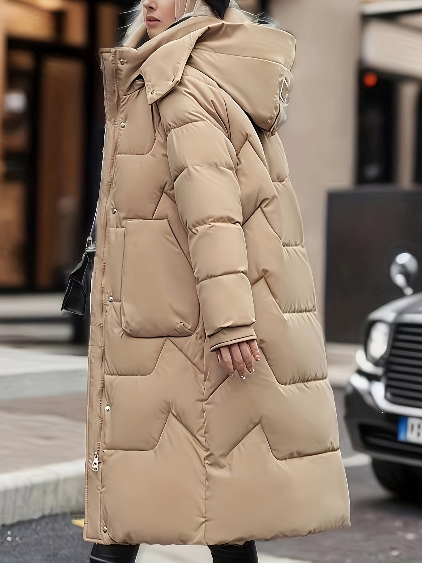 Hilda | Warme gewatteerde halflange pufferjas met capuchon voor dames - veelzijdige winterjas voor koud weer