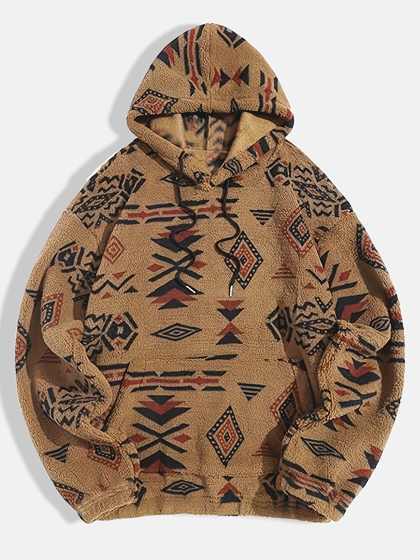 Dario | Herenhoodie met Aztekenprint en pluche - Casual Flannel, fleece gevoerd, lange mouwen, verstelbaar rijgsnoer