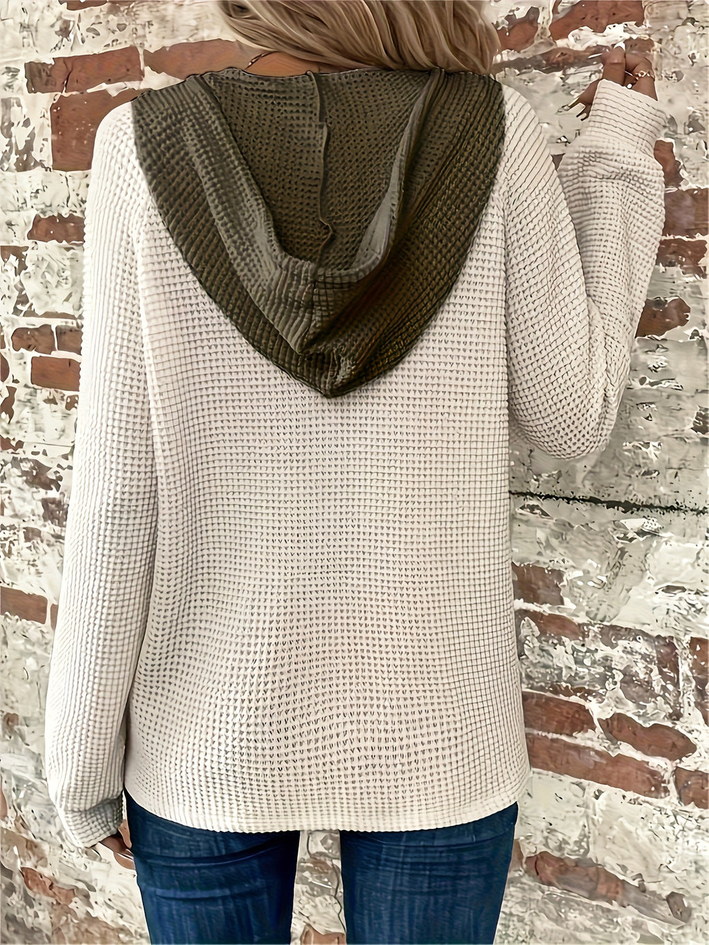 Ulyssia | Oversized Knitted Hoodie with Drawstring - Button Closure, Casual Sweatshirt