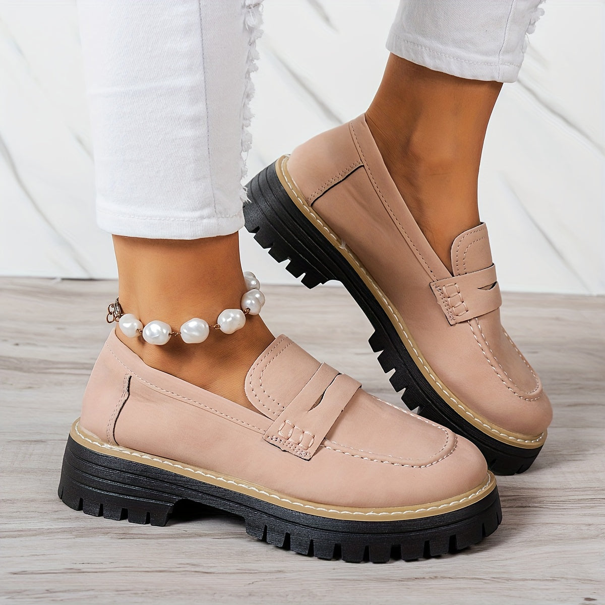 LoaferMax | Mocassins rétro à enfiler pour femmes - Mocassins penny en similicuir