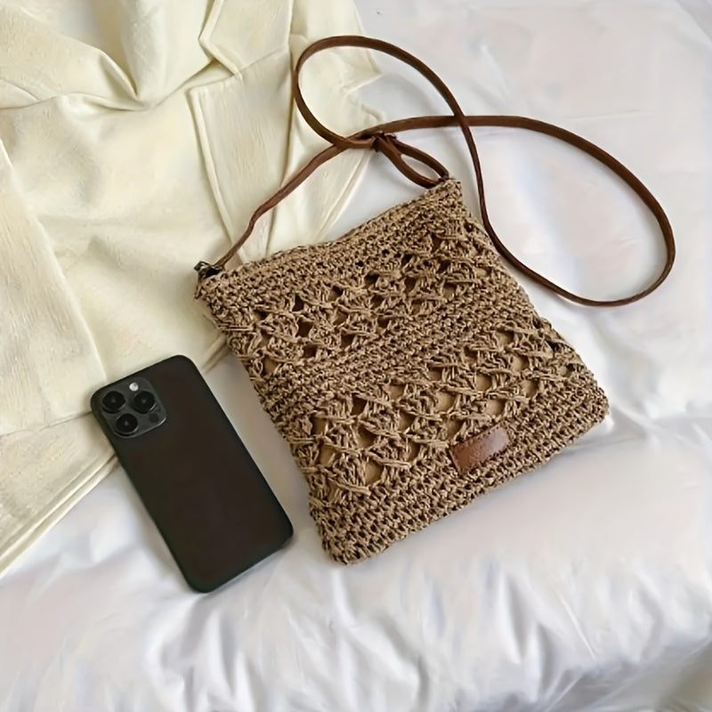 LinaBag | Chique papieren crossbody tas van stro