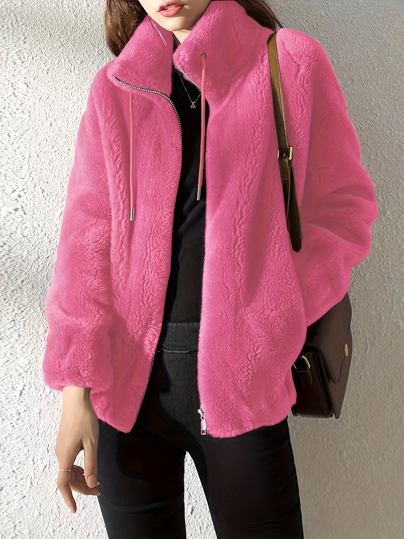 Malirae | Warme fleece jas met ritssluiting voor dames – hoge kraag,  comfortabele winterjas voor buiten