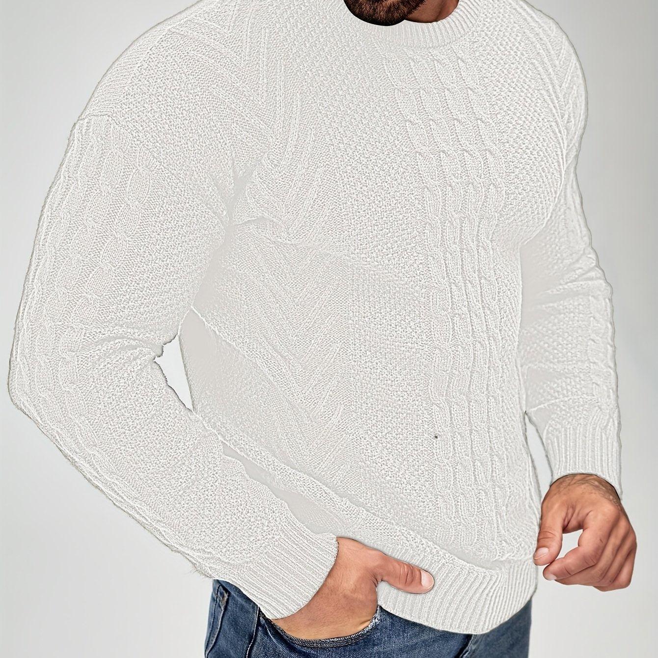 Simon | Pull d'hiver pour homme – Pull chaud et doux à col rond et manches longues, idéal par temps froid.