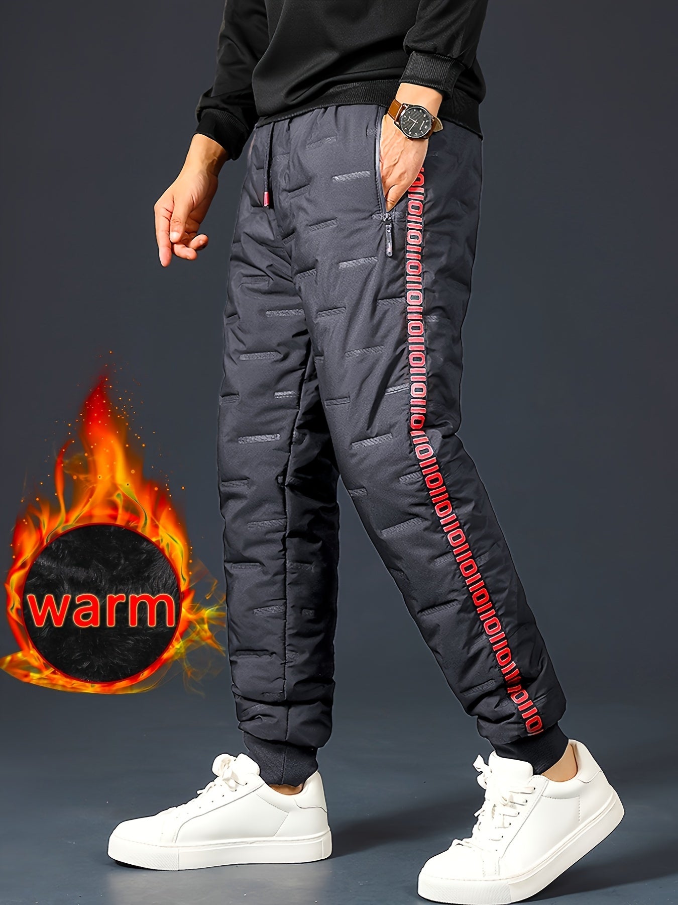 Casper | Heren fleece gevoerde winter jogger broek met rits en koord - warme sportbroek voor buiten activiteiten