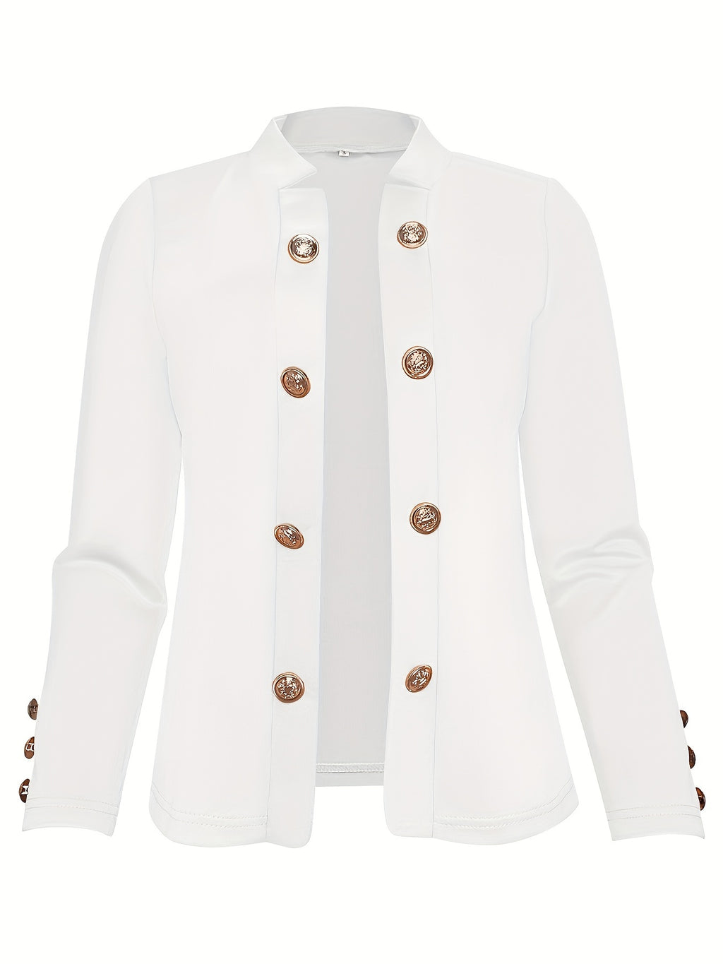 Enidra | Casual polyester jas voor dames – Manchetknopen en elegante knoopaccenten